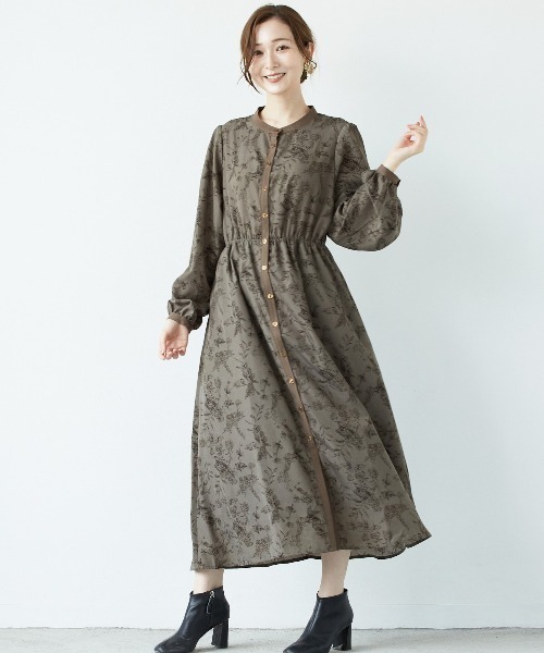 PAPAVER（パパヴェル）の「【papaver】花柄OP（ワンピース・レディース・ブラウン/アイボリー/ブラック/カーキ・MEDIUM）」の6枚目の写真