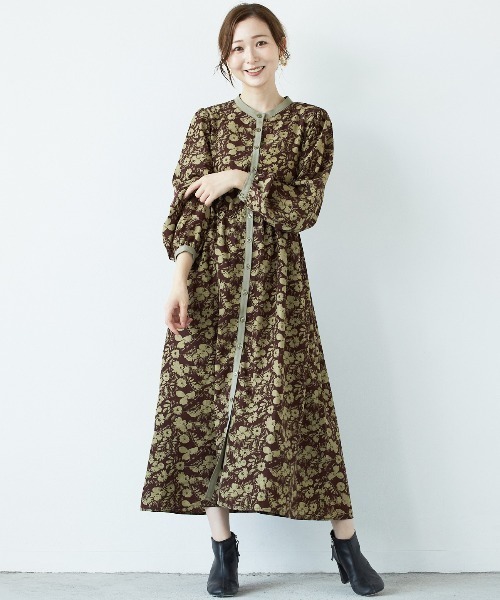 PAPAVER（パパヴェル）の「【papaver】花柄OP（ワンピース・レディース・ブラウン/アイボリー/ブラック/カーキ・MEDIUM）」の17枚目の写真
