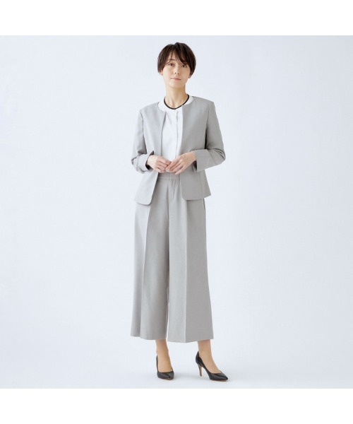 SUIT SELECT(スーツセレクト)の「【セットアップ対応】【洗えるガウチョパンツ】ストレッチツイル素材(スーツパンツ・レディース・グレー/サンドベージュ・M/LL/L/S)」の8枚目の写真
