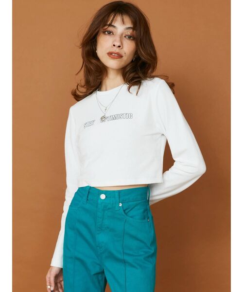 EVRIS（エヴリス）の「コンパクトプリントTシャツ（Tシャツ/カットソー・レディース・ホワイト/ブラック・FREE）」の2枚目の写真