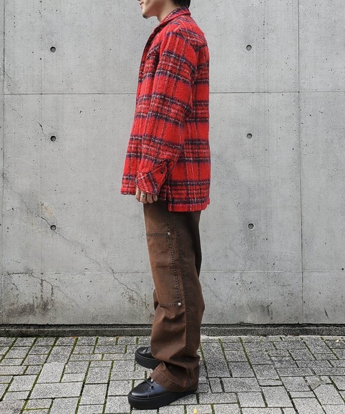 TANAKA（タナカ）の「【TANAKA / タナカ】ST-119 C WESTERNER OVERSHIRT RED SHAGGY PLAID / シャギーウエスタンシャツ（シャツ/ブラウス・メンズ・レッド・L/M/S）」の5枚目の写真