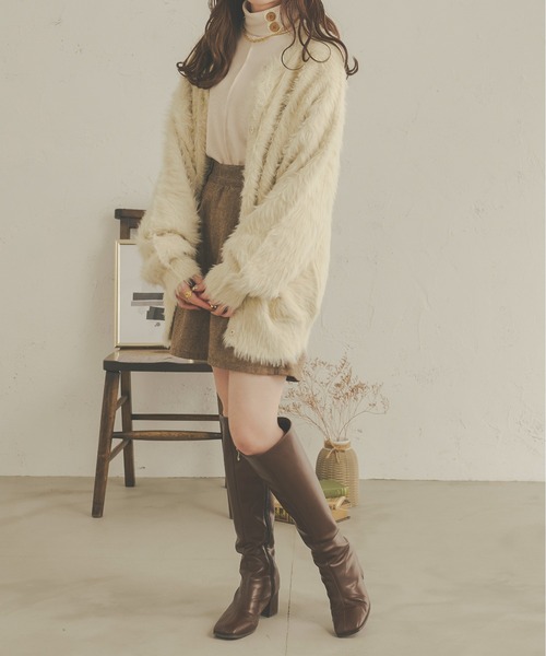 Ambre Neige(アンブルネージュ)の「【前後2WAY】シャギーオーバーニットカーディガン/WEB/EC限定商品(カーディガン/ボレロ・レディース・アイボリー/ピンク/モカ・FREE)」の9枚目の写真