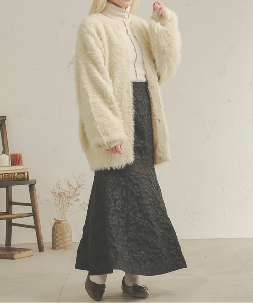 Ambre Neige(アンブルネージュ)の「【前後2WAY】シャギーオーバーニットカーディガン/WEB/EC限定商品(カーディガン/ボレロ・レディース・アイボリー/ピンク/モカ・FREE)」の8枚目の写真