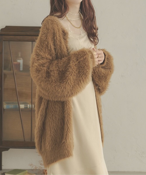Ambre Neige(アンブルネージュ)の「【前後2WAY】シャギーオーバーニットカーディガン/WEB/EC限定商品(カーディガン/ボレロ・レディース・アイボリー/ピンク/モカ・FREE)」の21枚目の写真