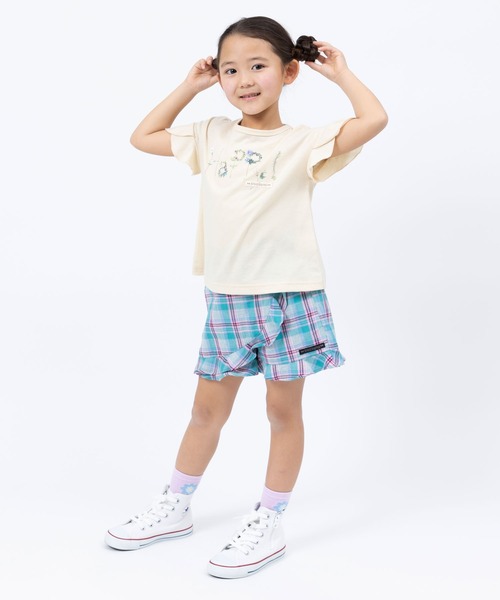 trois lapins kp(トロワラパンケーピー)の「先染めヘリンボーンチェック ラップキュロット(110~130)(その他パンツ・キッズ・グリーン・110cm/120cm/130cm)」の4枚目の写真