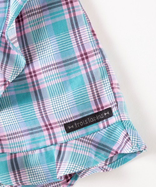 trois lapins kp(トロワラパンケーピー)の「先染めヘリンボーンチェック ラップキュロット(110~130)(その他パンツ・キッズ・グリーン・110cm/120cm/130cm)」の6枚目の写真