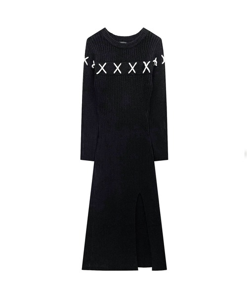 ANDGEEBEE（アンジービー）の「スピンドルスリットニットワンピ（ワンピース・レディース・グレー/ブラック・MEDIUM）」の9枚目の写真