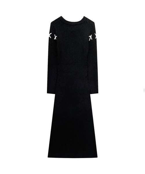 ANDGEEBEE（アンジービー）の「スピンドルスリットニットワンピ（ワンピース・レディース・グレー/ブラック・MEDIUM）」の3枚目の写真