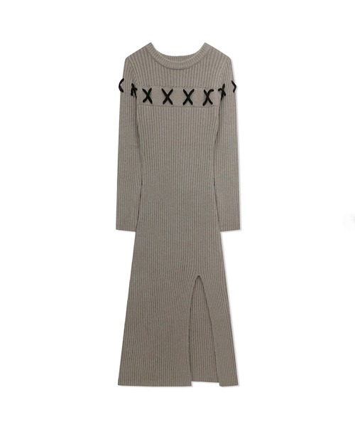 ANDGEEBEE（アンジービー）の「スピンドルスリットニットワンピ（ワンピース・レディース・グレー/ブラック・MEDIUM）」の15枚目の写真