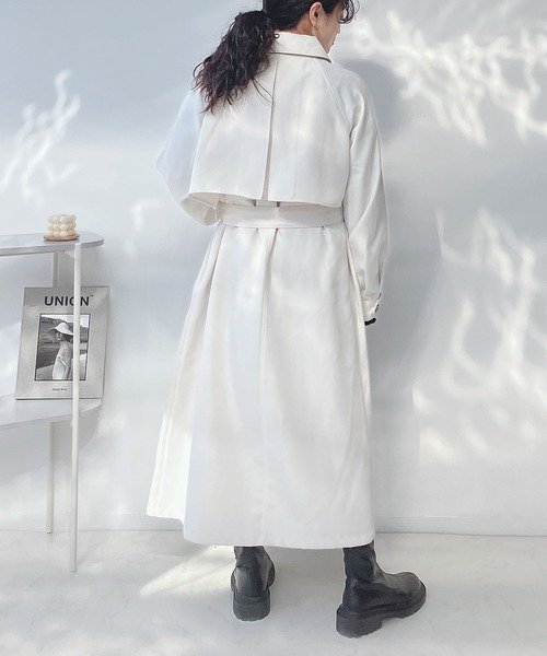 AS KNOW AS plus（アズノゥアズプラス）の「○2WAYカラー ボリューム袖コート（ステンカラーコート・レディース・ライトカーキ/ベージュ/アイボリー・FREE）」の9枚目の写真