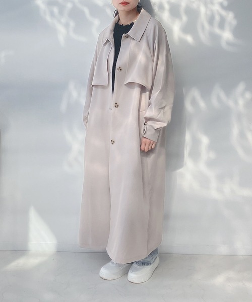 AS KNOW AS plus（アズノゥアズプラス）の「○2WAYカラー ボリューム袖コート（ステンカラーコート・レディース・ライトカーキ/ベージュ/アイボリー・FREE）」の12枚目の写真