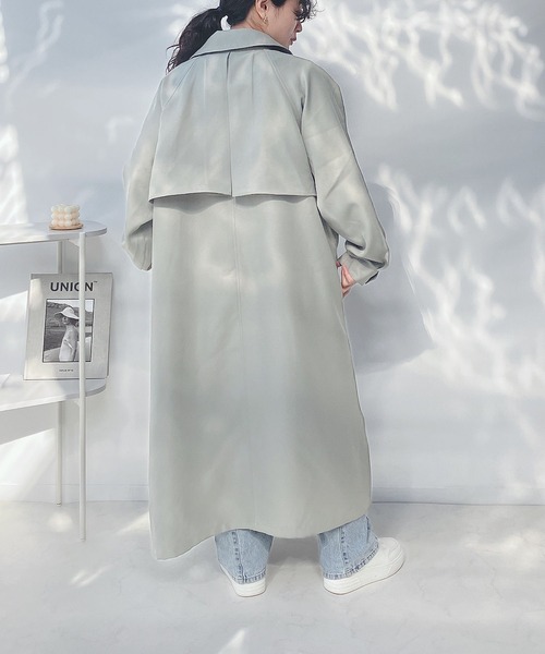 AS KNOW AS plus（アズノゥアズプラス）の「○2WAYカラー ボリューム袖コート（ステンカラーコート・レディース・ライトカーキ/ベージュ/アイボリー・FREE）」の22枚目の写真