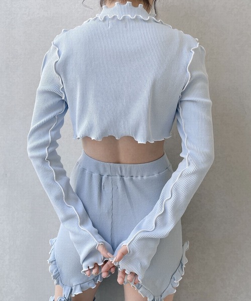 lilLilly(リルリリー)の「カットアウトショートリブトップス(Tシャツ/カットソー・レディース・ブラック/オレンジ/ブルー・FREE)」の19枚目の写真