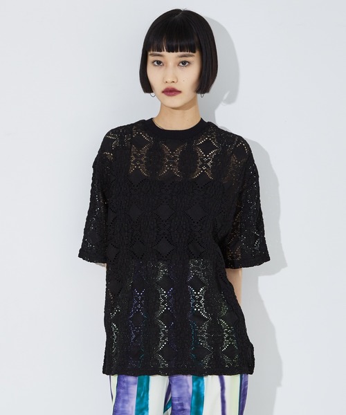 NOMINE（ノミネ）の「レースTシャツ（Tシャツ/カットソー・レディース・ホワイト/チャコールグレー/ブラック/ホワイト系その他/グレー系その他/ブラック系その他/クリーム・フリー）」の5枚目の写真