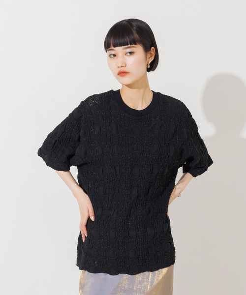 NOMINE（ノミネ）の「レースTシャツ（Tシャツ/カットソー・レディース・ホワイト/チャコールグレー/ブラック/ホワイト系その他/グレー系その他/ブラック系その他/クリーム・フリー）」の4枚目の写真