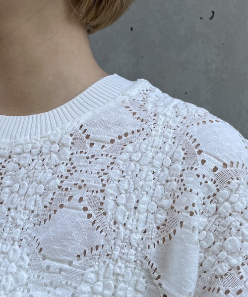 NOMINE（ノミネ）の「レースTシャツ（Tシャツ/カットソー・レディース・ホワイト/チャコールグレー/ブラック/ホワイト系その他/グレー系その他/ブラック系その他/クリーム・フリー）」の12枚目の写真