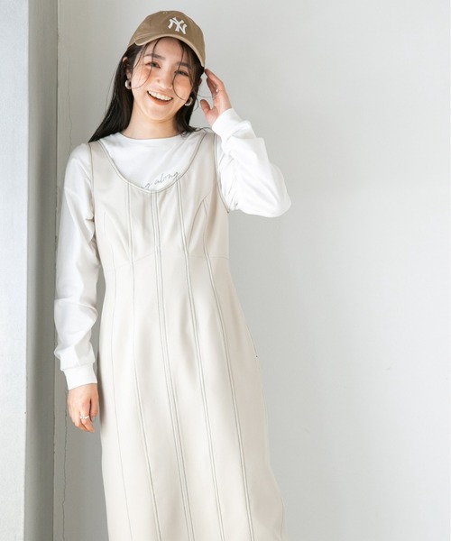 nano universe 新品 LB.04/ジャンパースカート 定価9350円 サイズF ロングスカート ベージュ レディース ナノユニバース4-0730M△ LB.04⁄2wayフレアジャンパースカート