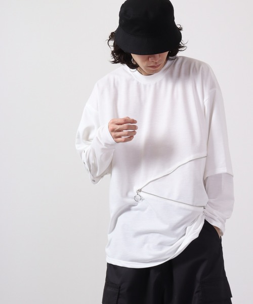 REGIEVO フェイクレイヤードファスナーロンTee(Tシャツ/カットソー)|REGIEVO(レジエボ) REGIEVO フェイクレイヤードファスナーロンTee(Tシャツ/カットソー)|REGIEVO(レジエボ)