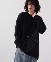 REGIEVO フェイクレイヤードファスナーロンTee