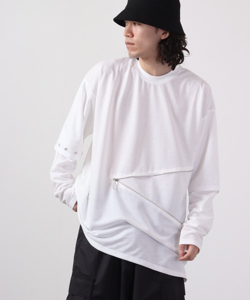 REGIEVO フェイクレイヤードファスナーロンTee(Tシャツ/カットソー)|REGIEVO(レジエボ) REGIEVO フェイクレイヤードファスナーロンTee(Tシャツ/カットソー)|REGIEVO(レジエボ)