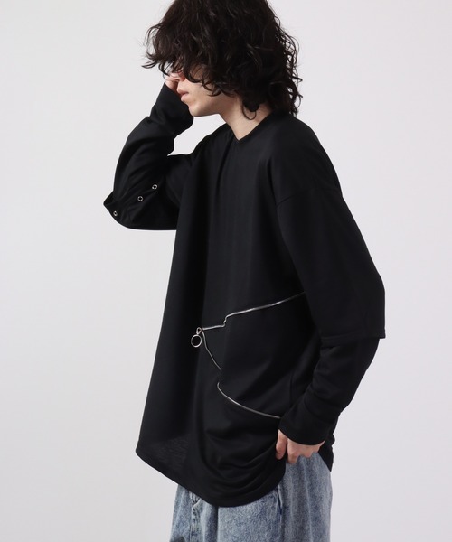 REGIEVO フェイクレイヤードファスナーロンTee(Tシャツ/カットソー)|REGIEVO(レジエボ) REGIEVO フェイクレイヤードファスナーロンTee(Tシャツ/カットソー)|REGIEVO(レジエボ)