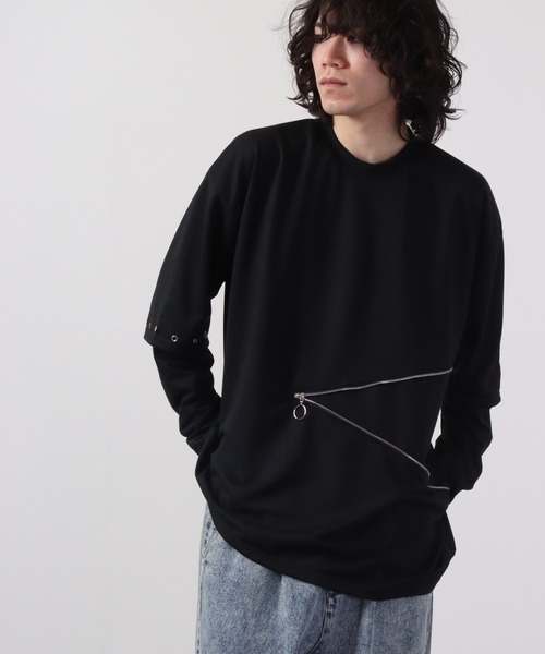 REGIEVO フェイクレイヤードファスナーロンTee(Tシャツ/カットソー)|REGIEVO(レジエボ) REGIEVO フェイクレイヤードファスナーロンTee(Tシャツ/カットソー)|REGIEVO(レジエボ)