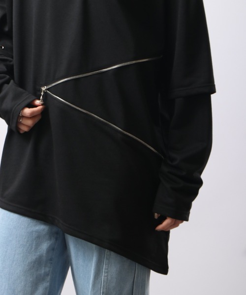 REGIEVO フェイクレイヤードファスナーロンTee(Tシャツ/カットソー)|REGIEVO(レジエボ) REGIEVO フェイクレイヤードファスナーロンTee(Tシャツ/カットソー)|REGIEVO(レジエボ)