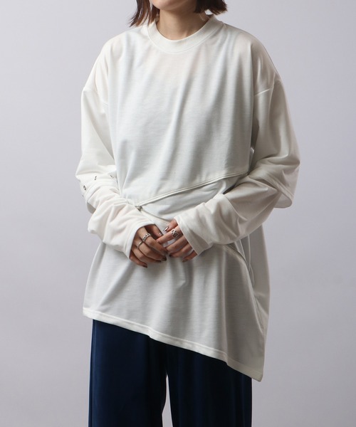 REGIEVO フェイクレイヤードファスナーロンTee(Tシャツ/カットソー)|REGIEVO(レジエボ) REGIEVO フェイクレイヤードファスナーロンTee(Tシャツ/カットソー)|REGIEVO(レジエボ)