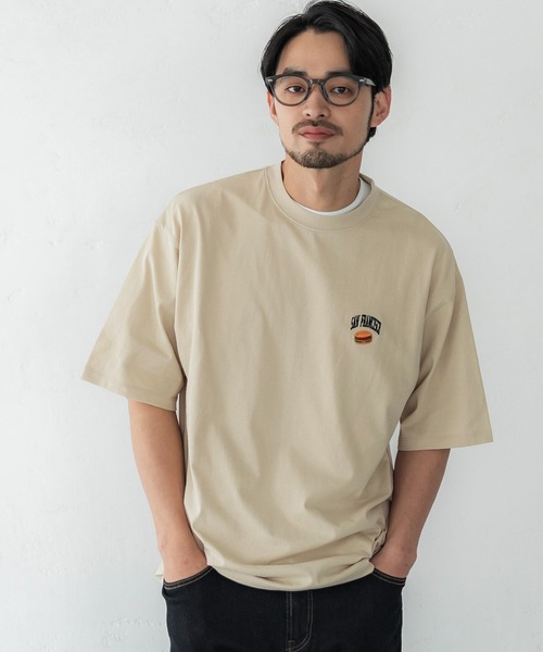 coca(coca)(コカ)の「メンズジャンクフード刺繍Tシャツ(Tシャツ/カットソー・メンズ・チャコール/グレー/ホワイト/ベージュ・L/XL/M)」の5枚目の写真