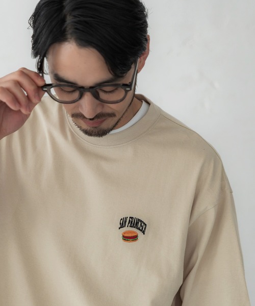 coca(coca)(コカ)の「メンズジャンクフード刺繍Tシャツ(Tシャツ/カットソー・メンズ・チャコール/グレー/ホワイト/ベージュ・L/XL/M)」の6枚目の写真