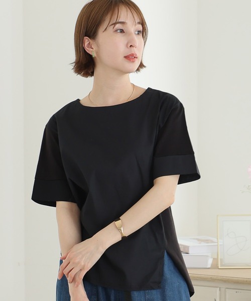 ElegChic(エレグシック)の「異素材切り替え半袖Tシャツ(Tシャツ/カットソー・レディース・ブラック/オフホワイト・M/XL/4L)」の17枚目の写真