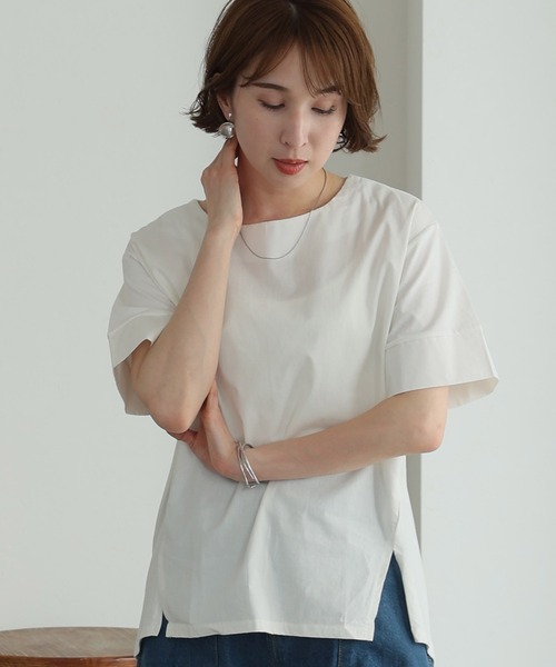 ElegChic(エレグシック)の「異素材切り替え半袖Tシャツ(Tシャツ/カットソー・レディース・ブラック/オフホワイト・M/XL/4L)」の7枚目の写真