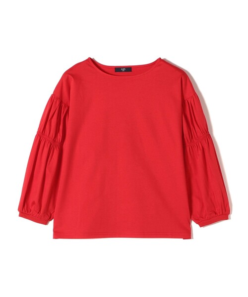 SHIPS Colors(シップス カラーズ)の「SHIPS Colors:〈洗濯機可能〉ギャザースリーブ トップス(Tシャツ/カットソー・レディース・オフホワイト/ブラック/レッド/ナチュラル/キャメル・ONE SIZE)」の5枚目の写真