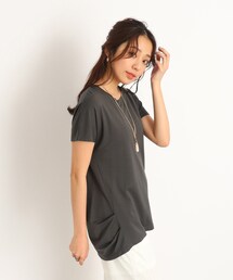 SHOO・LA・RUE | 【接触冷感】とろみ素材で体型カバー 裾タックTシャツ(Tシャツ/カットソー)