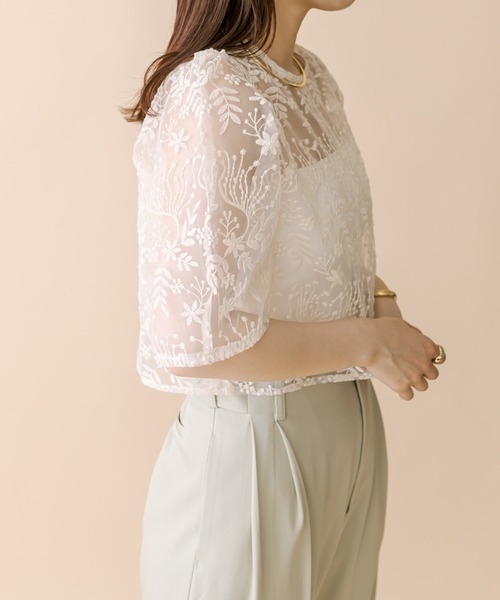 mline（エムライン）の「[mline]刺繍オーガンジーブラウス（シャツ/ブラウス・レディース・オフホワイト/ブルー/アイボリー・FREE）」の5枚目の写真