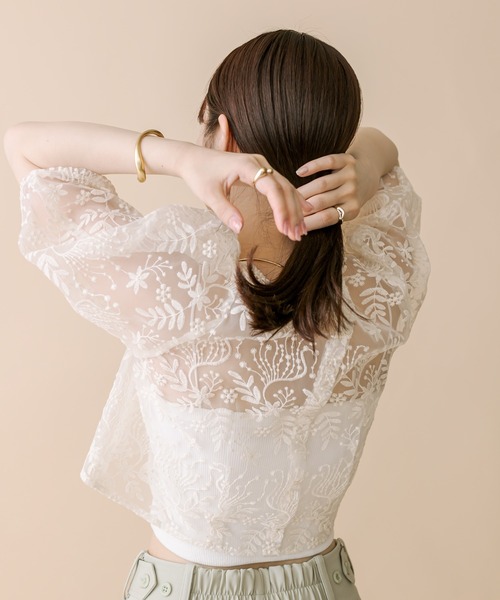 mline（エムライン）の「[mline]刺繍オーガンジーブラウス（シャツ/ブラウス・レディース・オフホワイト/ブルー/アイボリー・FREE）」の7枚目の写真