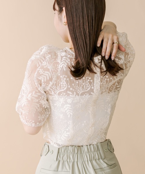 mline（エムライン）の「[mline]刺繍オーガンジーブラウス（シャツ/ブラウス・レディース・オフホワイト/ブルー/アイボリー・FREE）」の8枚目の写真