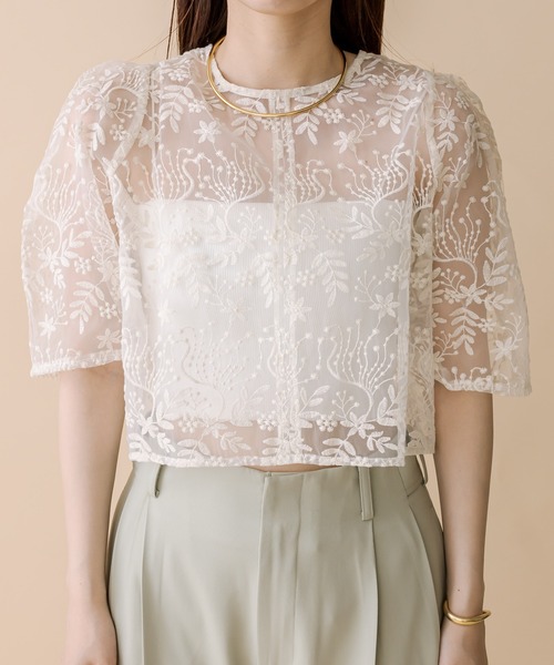 mline（エムライン）の「[mline]刺繍オーガンジーブラウス（シャツ/ブラウス・レディース・オフホワイト/ブルー/アイボリー・FREE）」の12枚目の写真