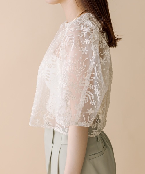 mline（エムライン）の「[mline]刺繍オーガンジーブラウス（シャツ/ブラウス・レディース・オフホワイト/ブルー/アイボリー・FREE）」の13枚目の写真