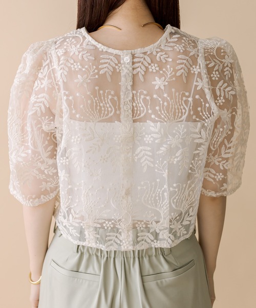 mline（エムライン）の「[mline]刺繍オーガンジーブラウス（シャツ/ブラウス・レディース・オフホワイト/ブルー/アイボリー・FREE）」の14枚目の写真