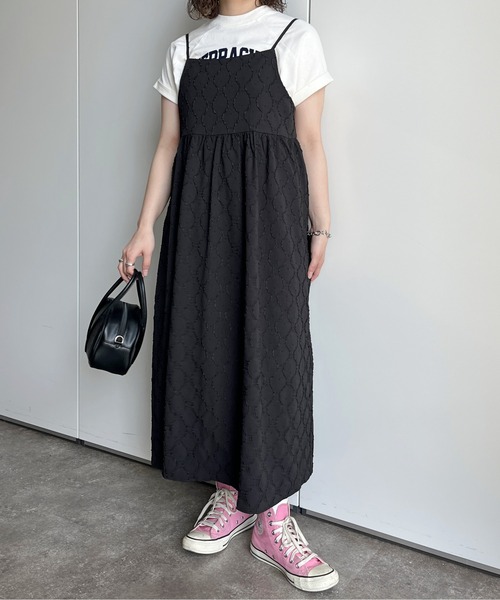 新品未使用 25年モデル ダイアグラム フェザー刺繍コンビワンピース 38 黒 ギャザーワンピース 秋冬 フェイクレザー ミニ丈ワンピース 長袖