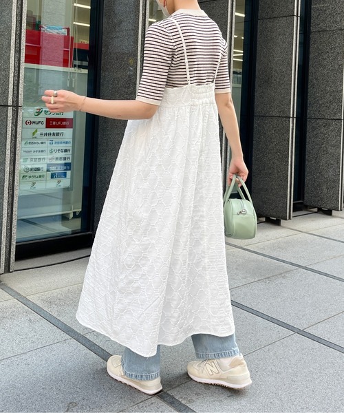 CPCM（シーピーシーエム）の「エンボス刺繍ギャザー切替キャミ