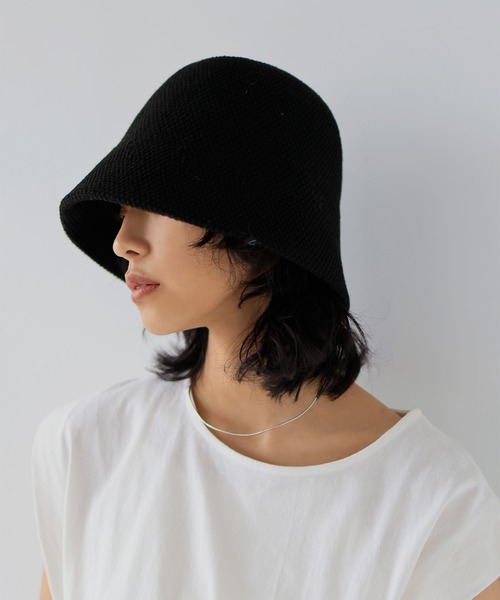 hellam（へラム）の「バケットハット/サーモニットハット（ハット・レディース・アイボリー/ブラック・FREE）」の3枚目の写真