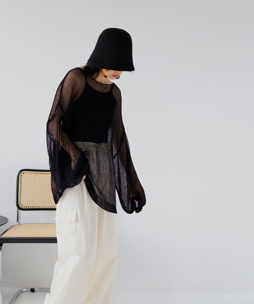 hellam（へラム）の「バケットハット/サーモニットハット（ハット・レディース・アイボリー/ブラック・FREE）」の5枚目の写真