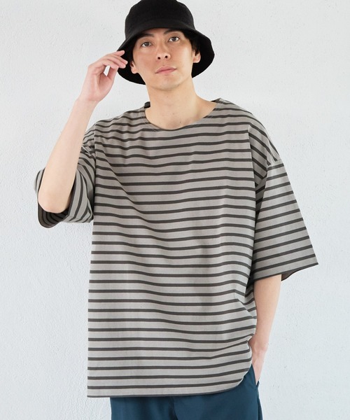 LAKOLE（ラコレ）の「バスクボーダーT/190594（Tシャツ/カットソー・メンズ・ホワイト/グレー/グリーン・MEDIUM/LARGE/X-LARGE）」の3枚目の写真