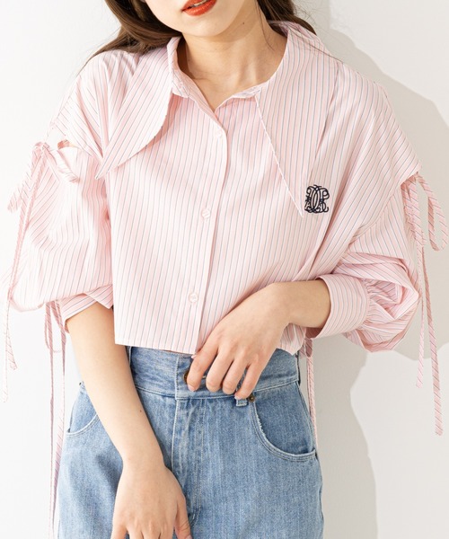 Chico(チコ)の「7分袖肩スリット短丈シャツ(シャツ/ブラウス・レディース・アイボリー/ブルー系その他2/イエロー系その他2/ピンク系その他2・FREE)」の4枚目の写真