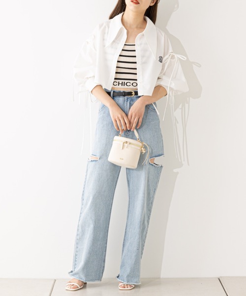 Chico(チコ)の「7分袖肩スリット短丈シャツ(シャツ/ブラウス・レディース・アイボリー/ブルー系その他2/イエロー系その他2/ピンク系その他2・FREE)」の8枚目の写真