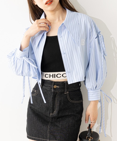 Chico(チコ)の「7分袖肩スリット短丈シャツ(シャツ/ブラウス・レディース・アイボリー/ブルー系その他2/イエロー系その他2/ピンク系その他2・FREE)」の11枚目の写真