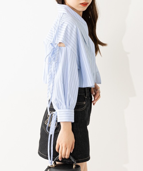 Chico(チコ)の「7分袖肩スリット短丈シャツ(シャツ/ブラウス・レディース・アイボリー/ブルー系その他2/イエロー系その他2/ピンク系その他2・FREE)」の12枚目の写真