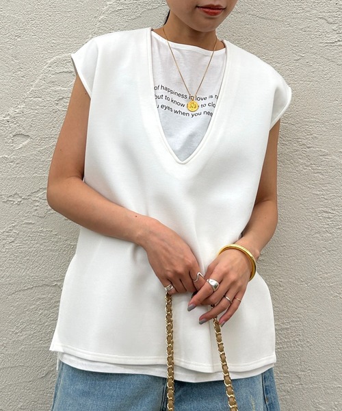 Loungedress - 2点セット【ラウンジドレス　Loungedress】ポンチVフレンチカットソー LOUNGEDRESS（ラウンジドレス）の「【WEB限定】2点セット